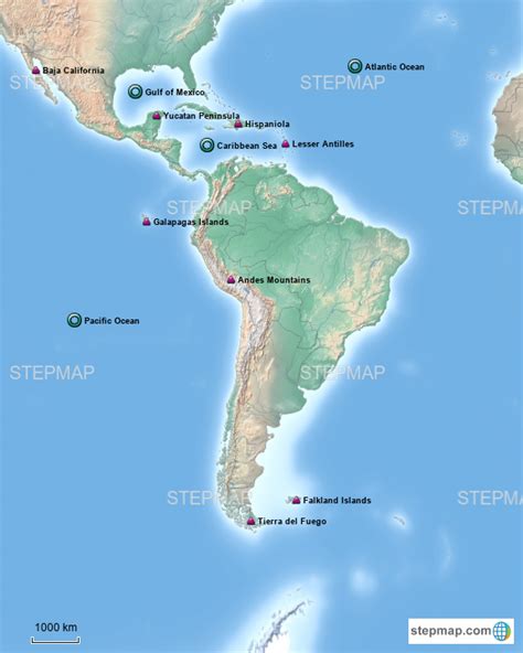 Stepmap South America Landforms Landkarte Für Germany