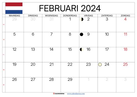 Kalender Februari 2024 Nederland Met Weeknummers By Calendarena Dec