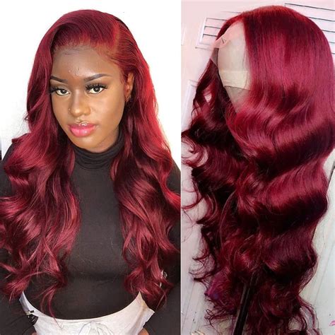 Burgundy 99j Lace Front Wig 13x6 Body Wave Cywigs