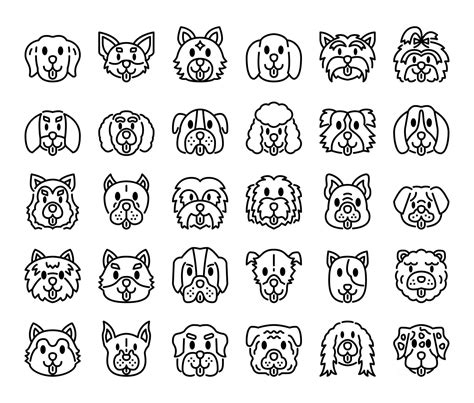 Dog Breeds Outline Vector Icons 2424243 Vector Art At Vecteezy