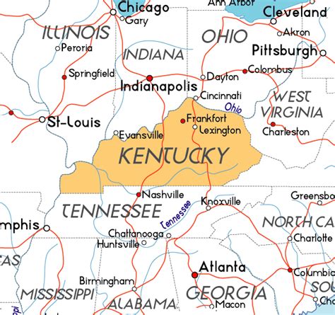 Map Of Kentucky In The Usa
