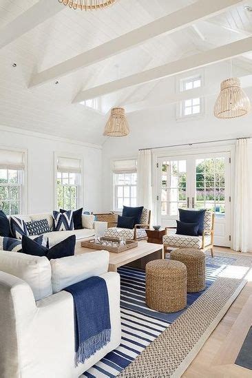 Americana decor, lodge decor, primitive decor, beach house decor. Calm & Serene Blue & White Coastal Living Room, Blue ...