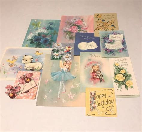 Vintage Assorted Greeting Cards Set Of 12 Unused Etsy Assorted Greeting Cards Small Cards
