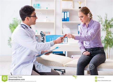 The Patient Visiting Doctor For Medical Check Up In Hospital Stock