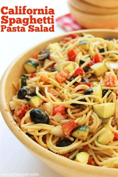 From everybody's favourite spaghetti bolognese to an epic slow cooked shredded beef ragu, to a creamy chicken and bacon pasta, these pasta recipes are sure to satisfying your craving! California Spaghetti Pasta Salad - CincyShopper