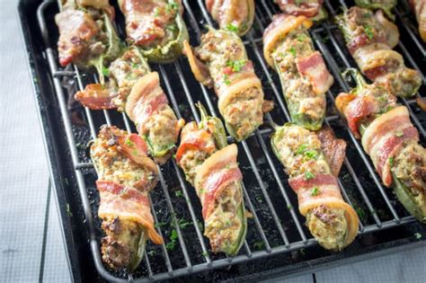 Bacon Wrapped Sausage Stuffed Jalapenos Dishing Delish