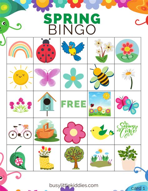 Free Spring Printable Bingo Cards
