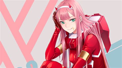 Darling In The Franxx Zero Two Hiro Zero Two With Red Dress Sitting On 20e