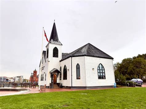 Aerial View Of Norwegian Church In Cardiff Editorial Photography