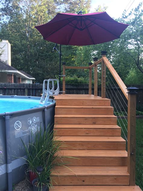 Diy Above Ground Pool Deck In 2020 Above Ground Pool Landscaping