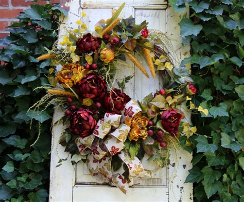 Elegant Fall Wreath For Front Door Autumn Door Wreath Urban Etsy