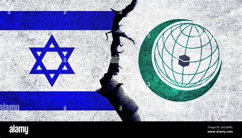 Israel And Oic Flags Together Organization Of Islamic Cooperation And