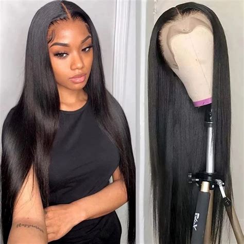Inch Hd Lace Front Wigs Human Hair Pre Plucked Density Straight Lace Frontal Wigs Human