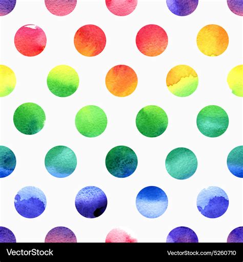 Rainbow Watercolor Seamless Dots Pattern Vector Image