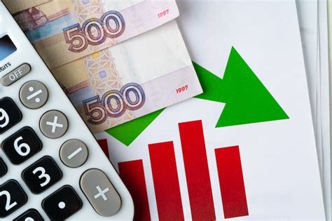 Cuadro Financiero Con Pila De Dinero De Rublos Rusos Con Calculadora