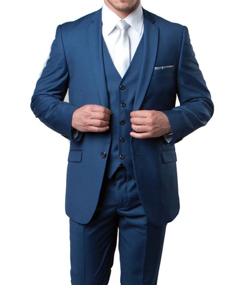 Slim Fit Suit With Vest Blue 3 Piece Tazio M154s 10