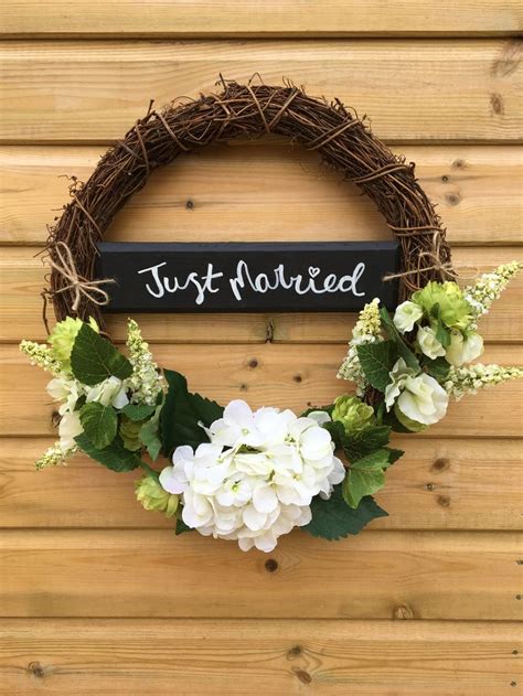 Rustic Wedding Floral Wreath Just Married Wreath Floral Wreath