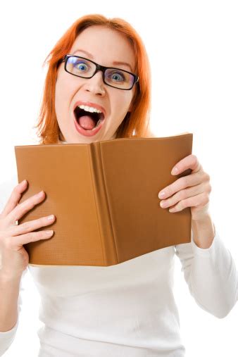 Beautiful Redhaired Girl In Glasses Reads Book Stock Photo Download