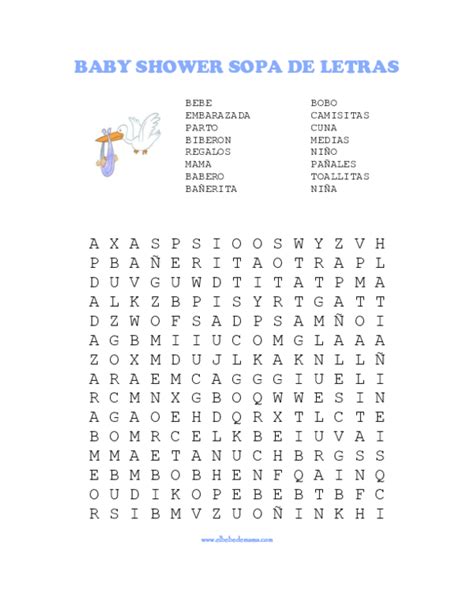 Pdf Baby Shower Sopa De Letras Johanna Alvarado Espejo