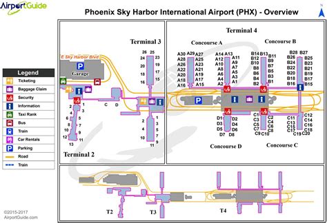 Phx Airport Terminal Map Phx Terminal Map Arizona Usa