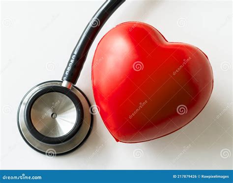 Closeup Of Heart And A Stethoscope Cardiovascular Checkup Concept Stock