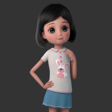 Cartoon Girl Rigged By 3dcartoon You Can Buy This 3d Model For 99
