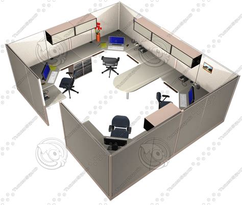 3d Model Of Office Workstation Bullpen