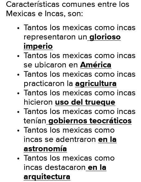 4 Ejemplos De Las Características De Comun De Los Mexicas E Incas