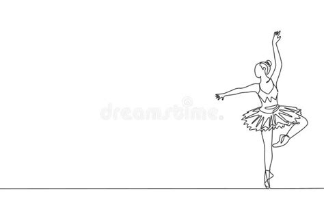 One Continuous Line Drawing Of Young Graceful Woman Ballet Dancer