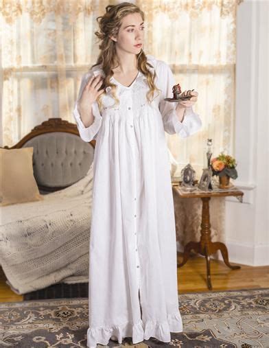 French Knotted Roses Smocked Nightie Victorian Nightgown Cotton