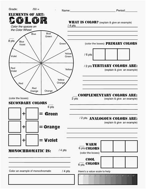 Middle School Art Worksheets School Worksheets Printable