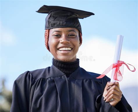 Diploma Education And Black Woman Graduate In Portrait University