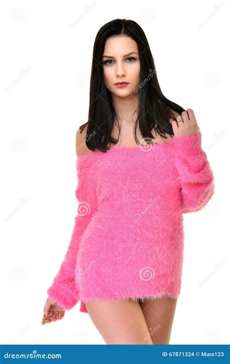 Playful Woman Wearing Pink Stock Photo Image Of Close