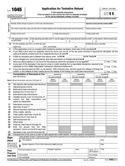 Form 1045 Fill Out And Sign Printable Pdf Template Signnow