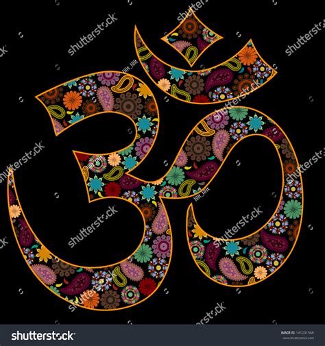 Om Symbol Vector Made Flowers Hindu Stock Vector 141201568