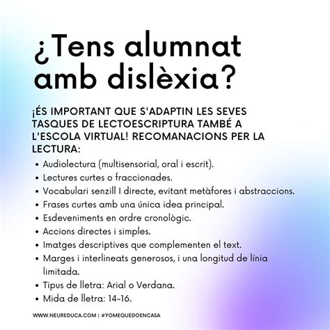 Recomendaciones para docentes: Dislexia | Nuereduca Tarragona y Vila-seca