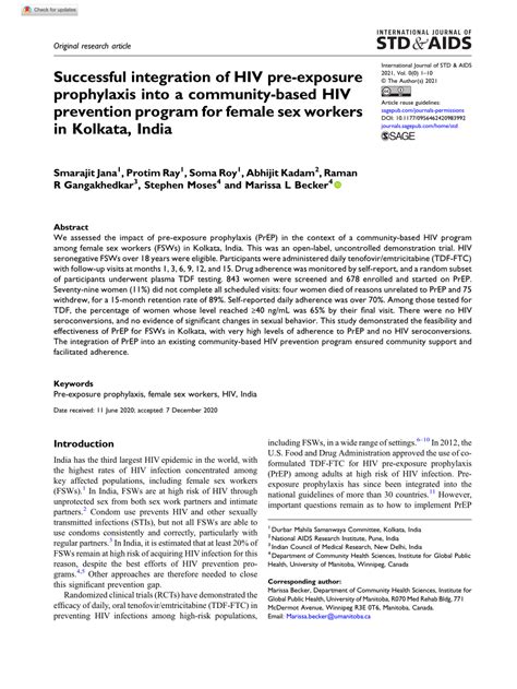 Pdf Successful Integration Of Hiv Pre Exposure Prophylaxis Into A Community Based Hiv