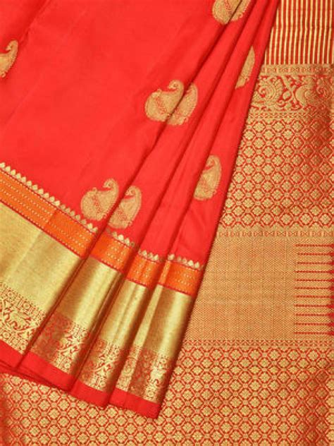 Red Kanchipuram Silk Saree Mango With Butta Design Kanchipuram Silk Sarees