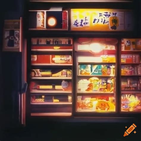 Interior Of A Vintage Japanese Anime Convenience Store