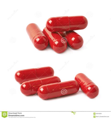 Pile Of Red Pills Isolated Stock Image Image Of Pain 65919329