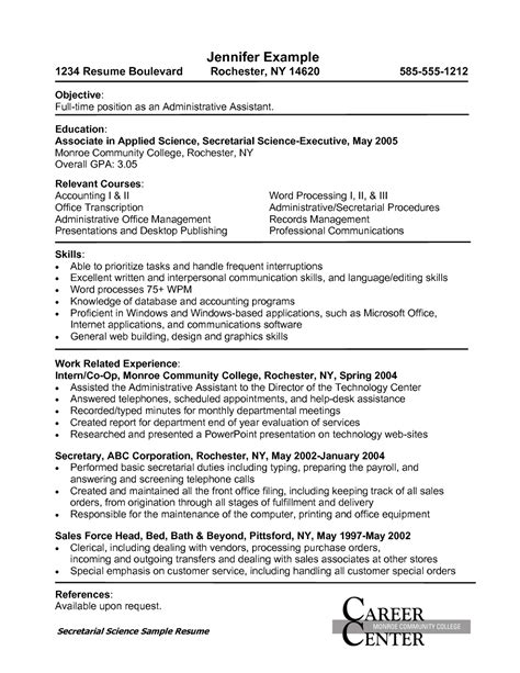 Resume Administrative Assistant Objective Examples Free Sample Resumes Download