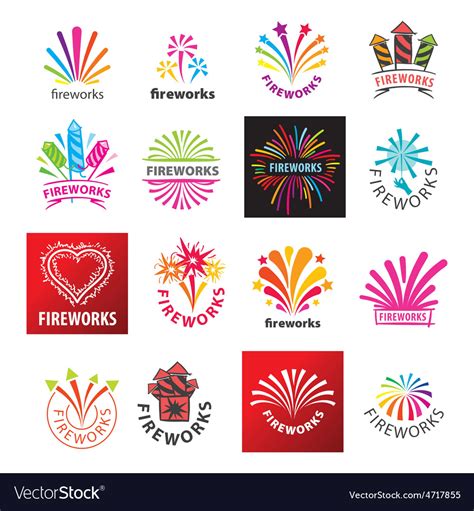 Large Set Of Logos Fireworks Royalty Free Vector Image