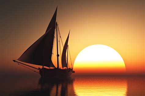 Download Sailing Ocean Yacht Boat Sun Sea Sunset Vehicle Sailing Ship