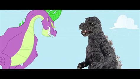 Godzilla Meets My Little Pony Spike Vs Godzilla Youtube
