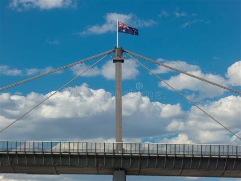Australian Flag Atop Westgate Bridge Melbourne Stock Photo Image Of