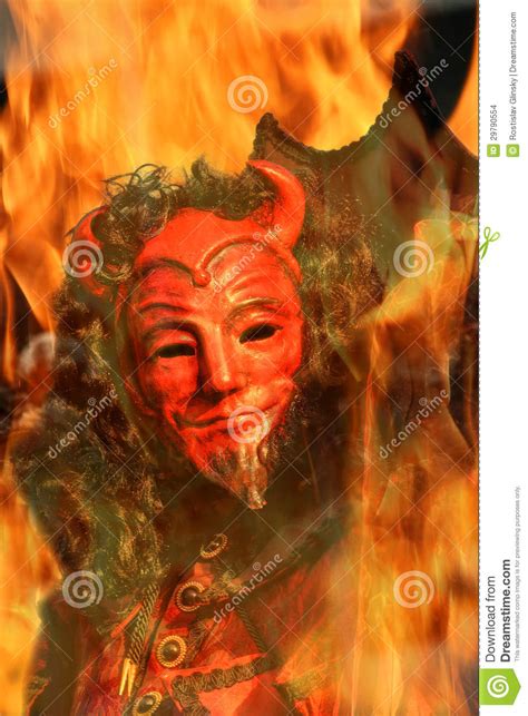 Devil S Face Through The Flames Stock Photo Image Of Religion