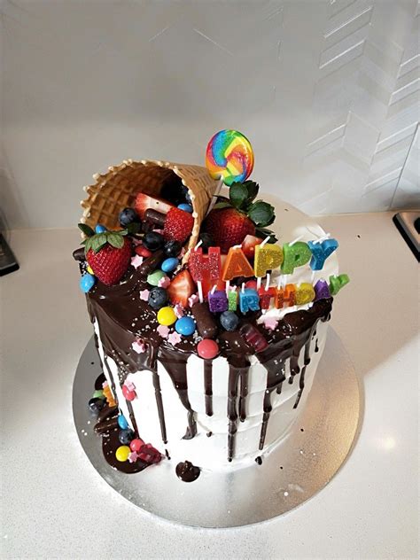 Cake Birthday Cone Lollies Chocolate Buttercream 25th Birthday Cakes