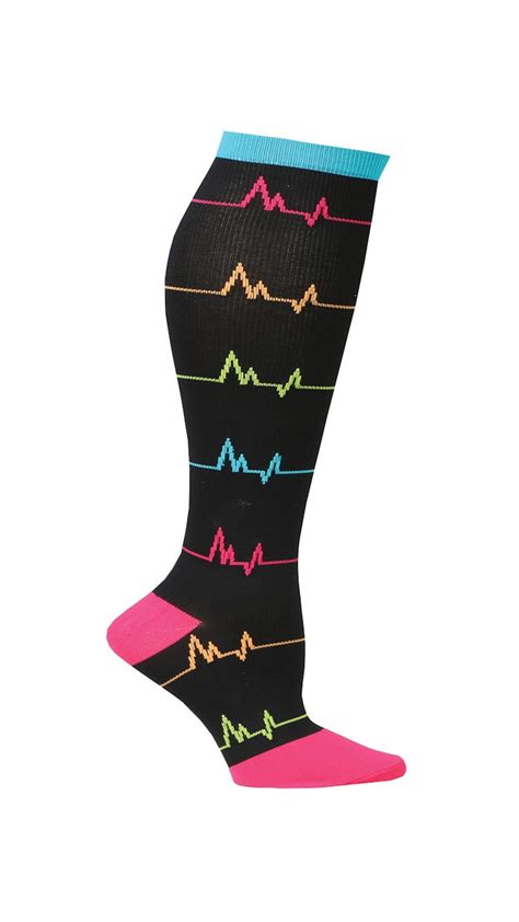 Women S Fun Knit Mild Compression Socks Wide Calf Ekg Walmart Com