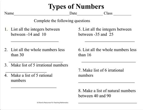 Three Different Types Of Numbers Are Shown In This Worksheet With The