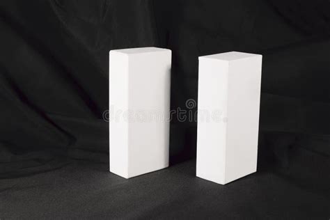 Two White Boxes On A Black Background Stock Image Image Of Black Closed 50417849
